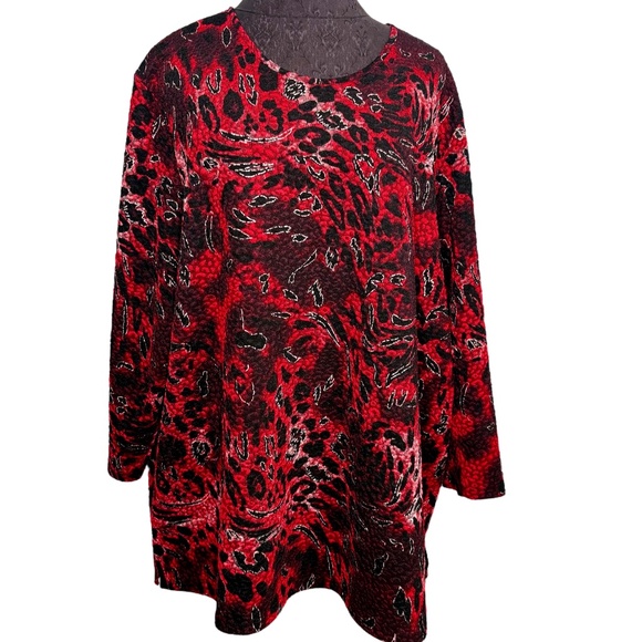 Allison Daley Plus SIze 3X Red Black Blouse - Picture 1 of 9